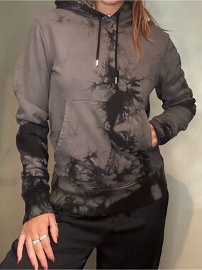 Helmut Lang Tie-Dye Pullover Hoodie - Black / Charcoal Gray (Size S)